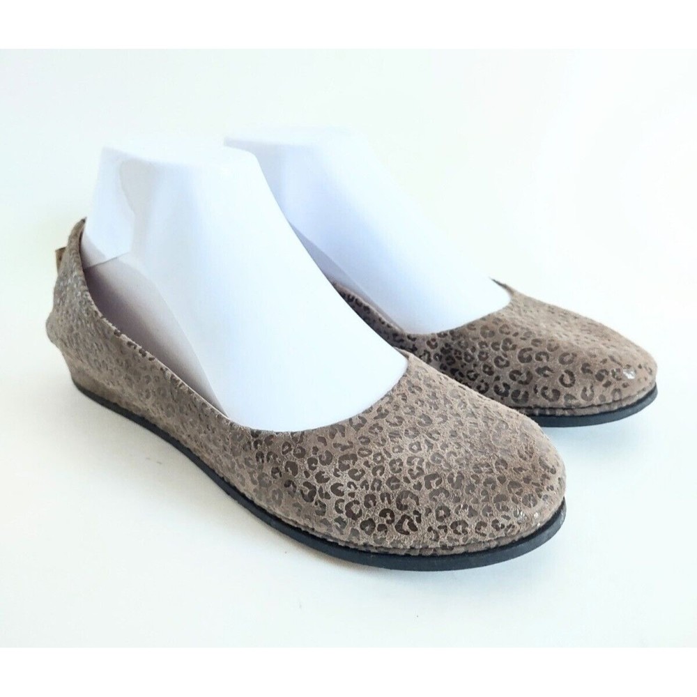 French Sole FS/NY Zeppa Flats Women's Sz 7 Animal Print Taupe Made in Italy EUC